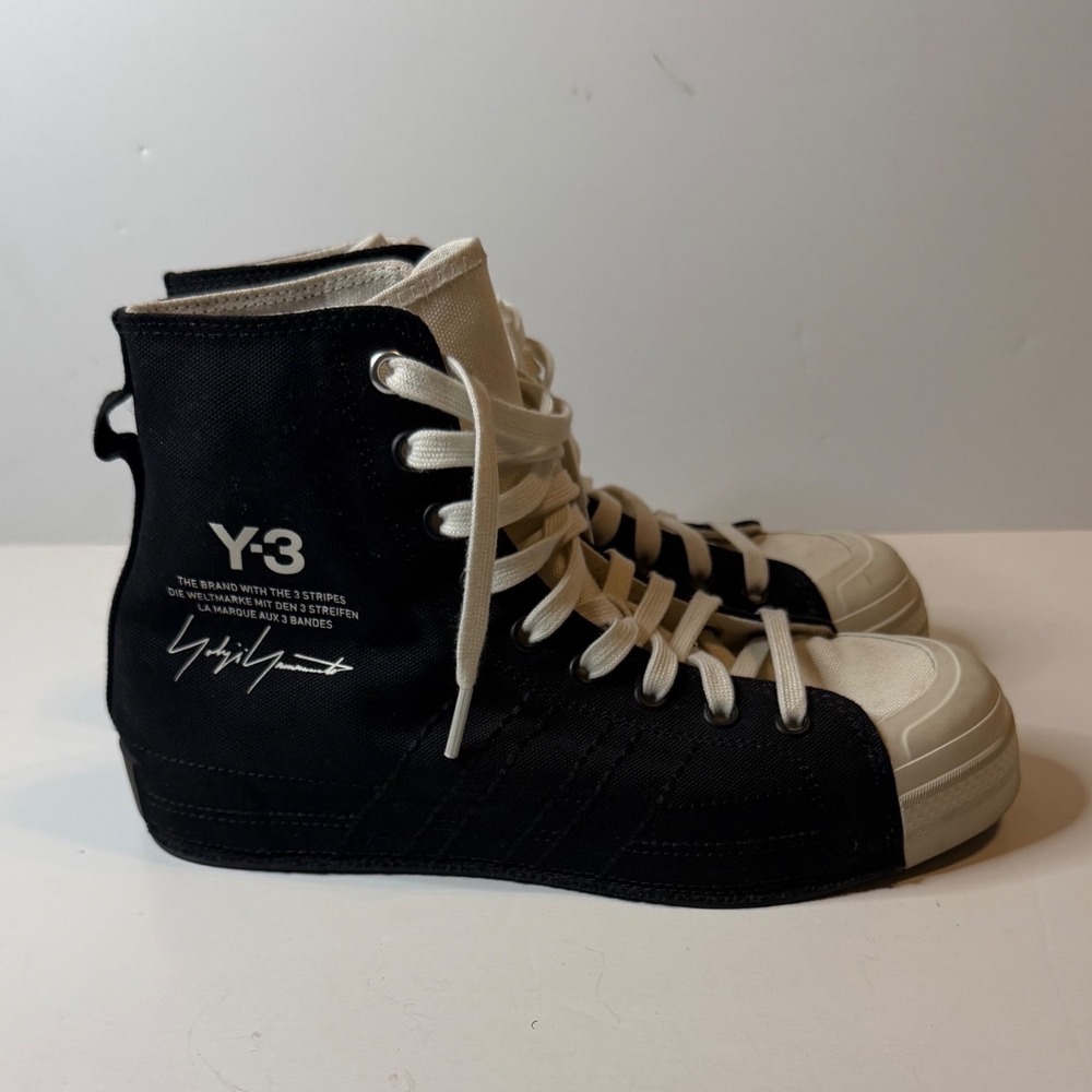 Adidas Y-3 Yohji Yamamoto Nizza High Black White Canvas Sneakers Mens 7